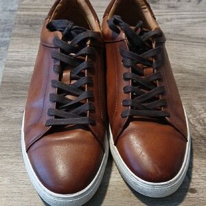 Nordstrom Brown Leather Sneakers with White Sole